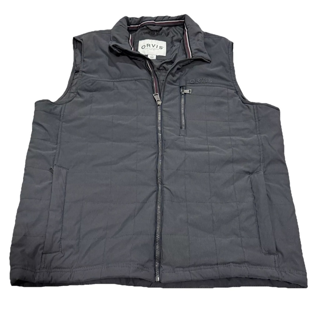 Orvis Gray Quilted Vest with Stand-Up Collar